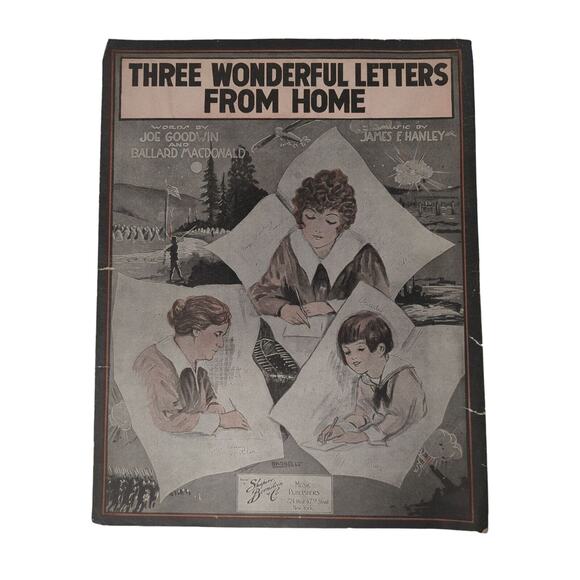 1918 Three Wonderful Letters From Home Sheet Music J Hanley Shaprio Bernstein - Picture 1 of 16